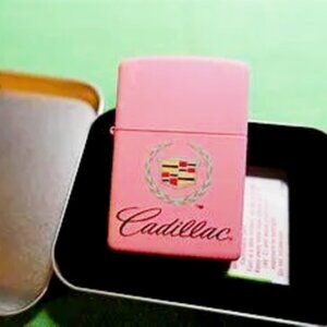 Rare Fancy Pink Cadillac Zippo Lighter - GM - Escalade - Coupe DeVille - Eldorad